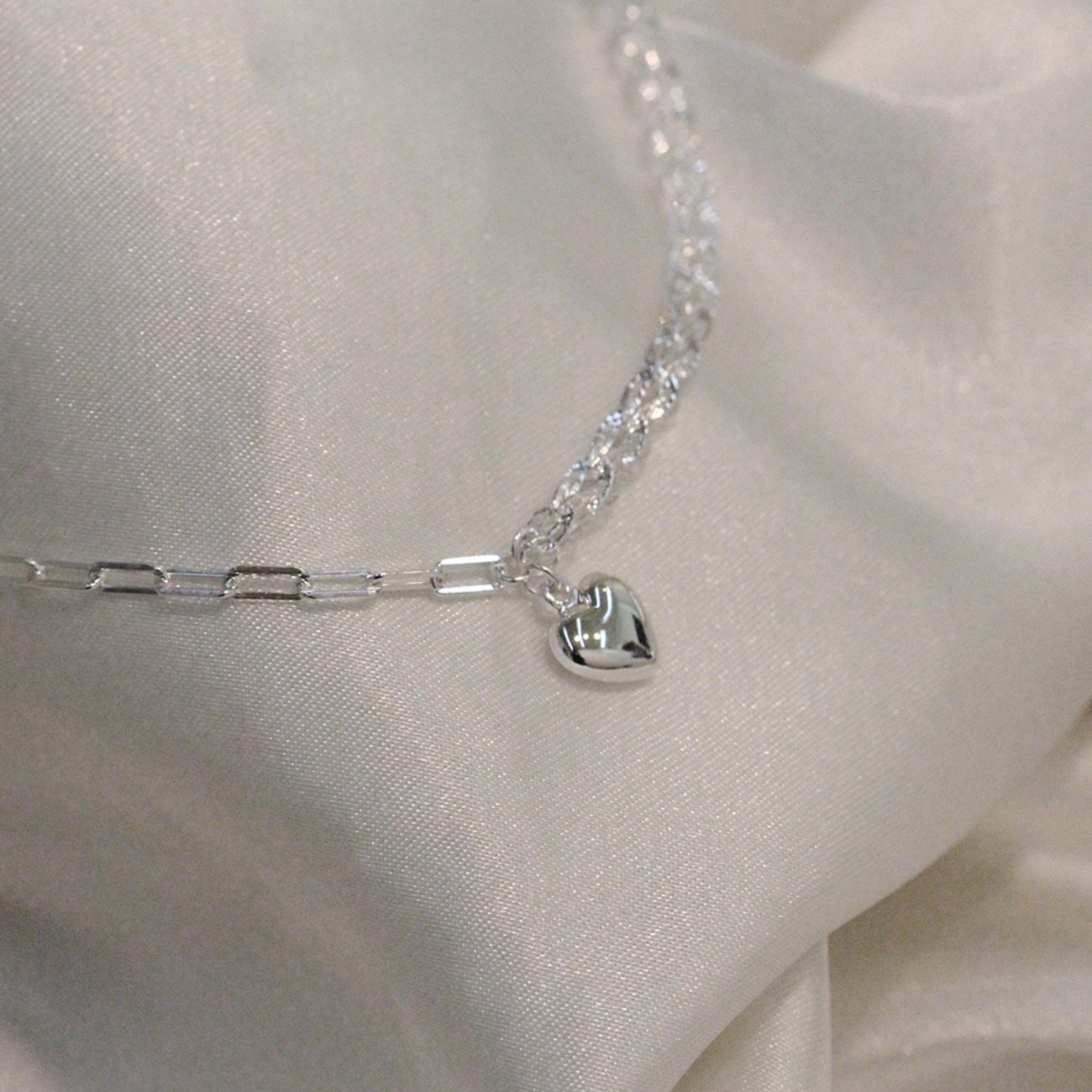 벨라블랙 텍스처 러브 목걸이 Texture Love Necklace sliver925